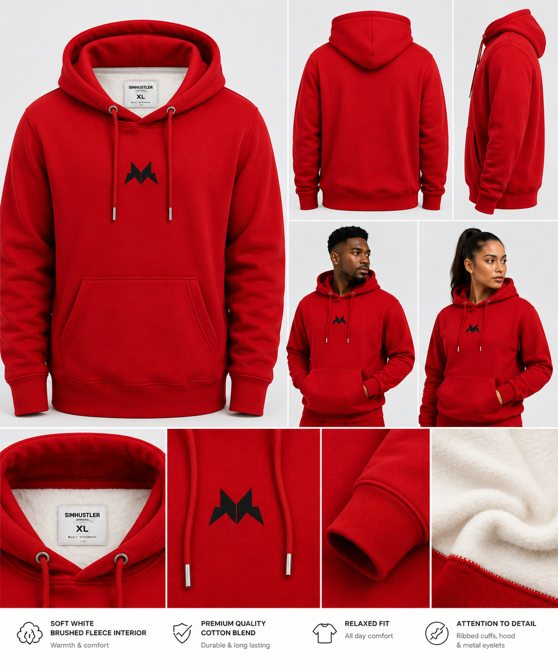 SimHustler Premium Unisex Hoodie – Red