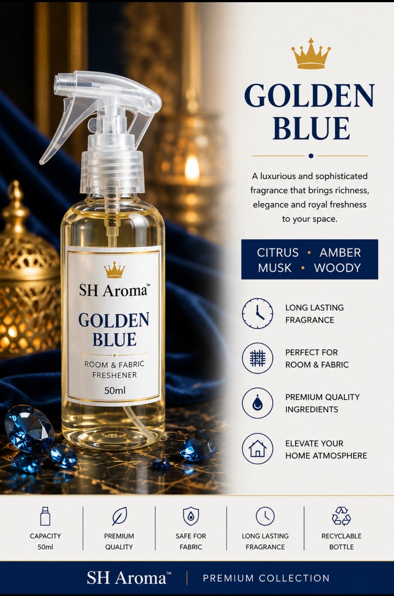 SH Aroma Golden Blue Air Freshener 50ml