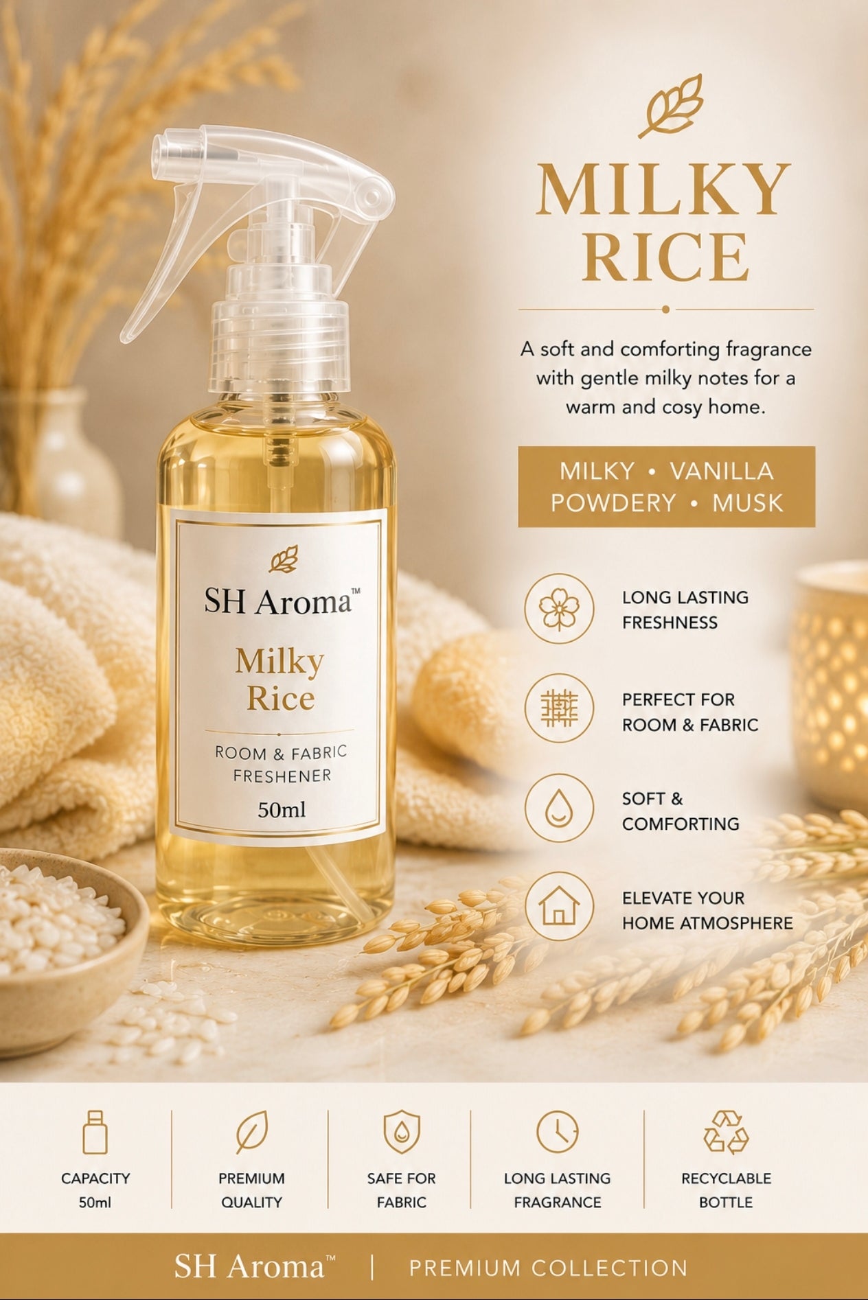 SH Aroma Milky Rice Air Freshener 50ml