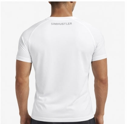 SimHustler Performance Training T-Shirt – White (89% Nylon | 11% Spandex)